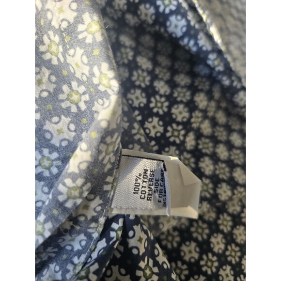 Sid Mashburn Men's Sz L  Blue White Geometric Button Down Sport Shirt Casual - Picture 10 of 11